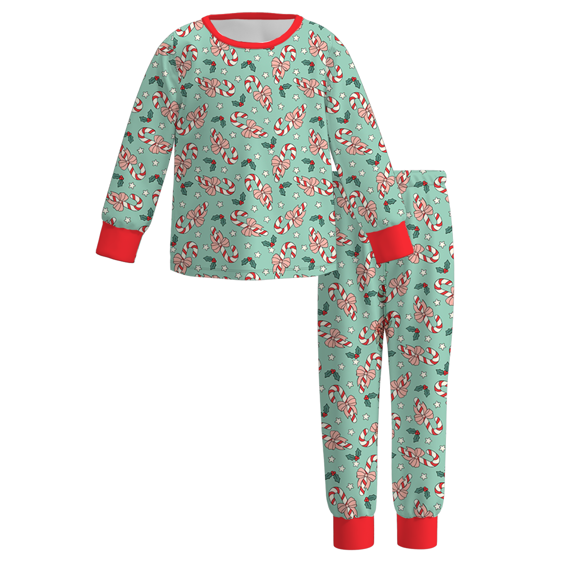 Girls Green Christmas Tree Pajamas Set & Pant Set & Dress