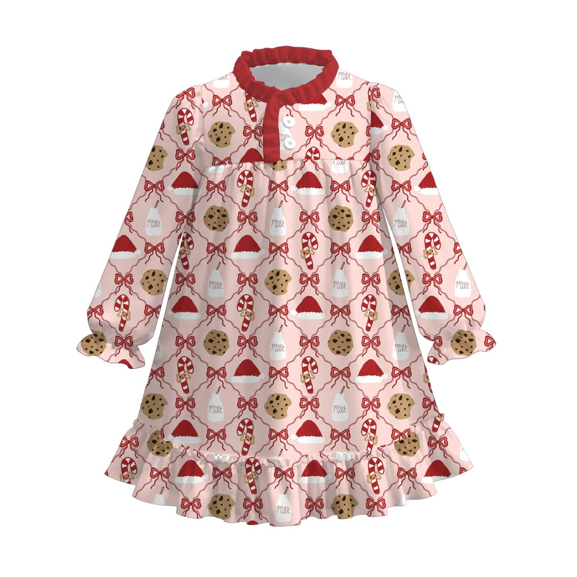 Girls Christmas Cookies Gingerbread Tree Jesus Pajamas Dress