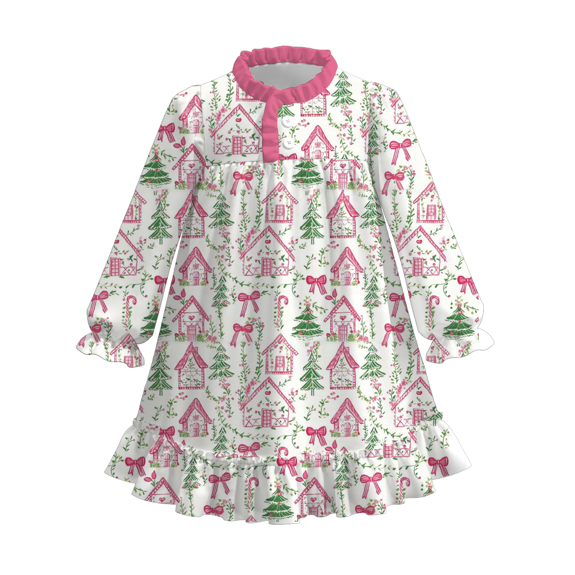 Girls Christmas Cookies Gingerbread Tree Jesus Pajamas Dress