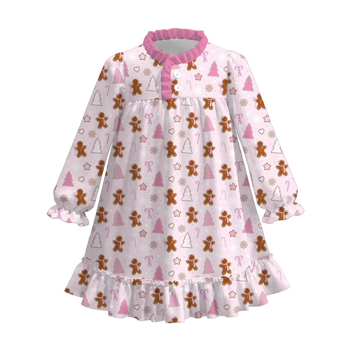 Girls Christmas Cookies Gingerbread Tree Jesus Pajamas Dress