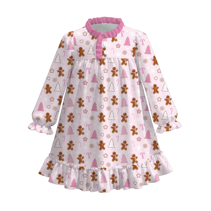 Girls Christmas Cookies Gingerbread Tree Jesus Pajamas Dress