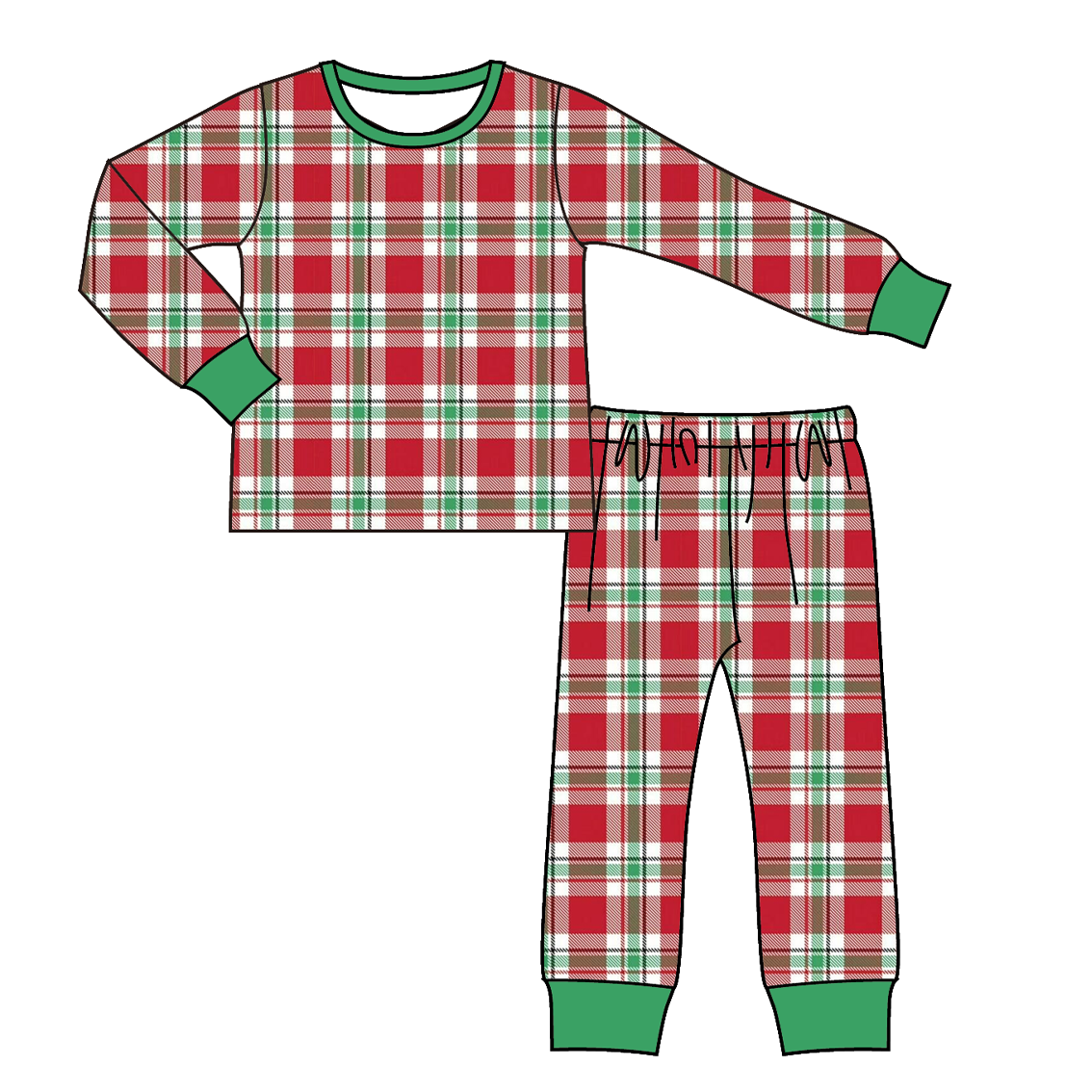 Christmas Red Green Plaid Family Pajama Collection
