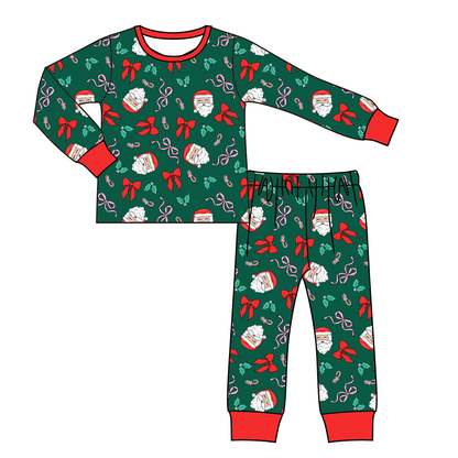 Christmas Santa Green Print Family Pajama Collection