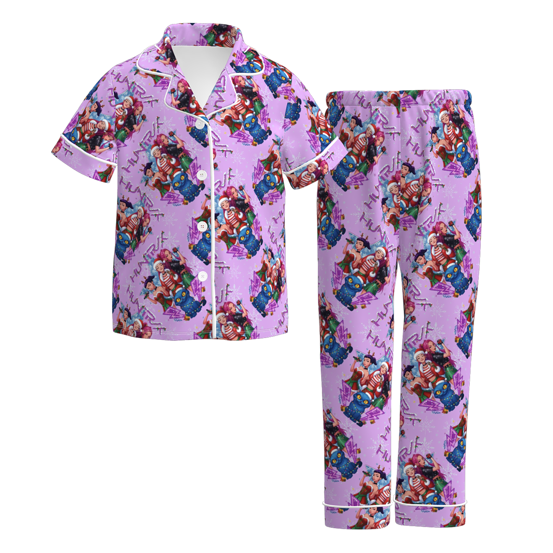 Girls Kpop Demon Hunter Character Cartoon Print Pajamas Pant Set