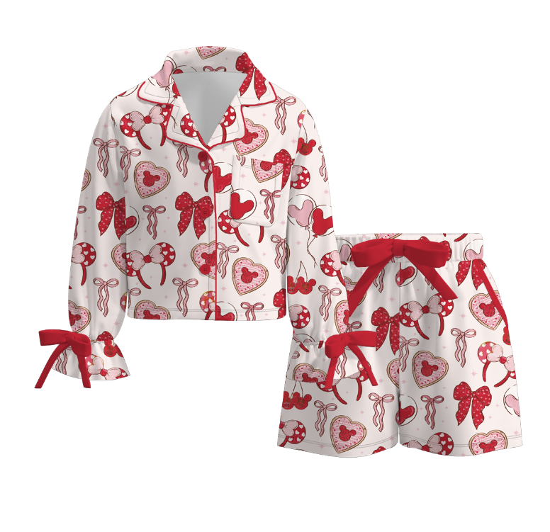 2026 Valentine's Day Spring Bow Pajamas Set