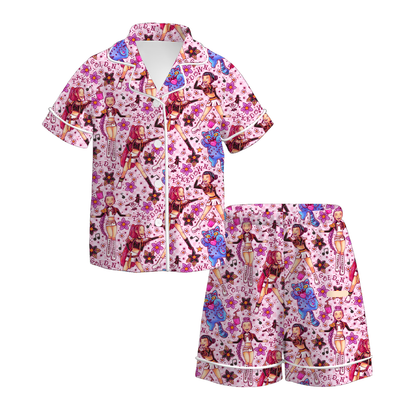 Girls Fall Kpop Demon Hunter Print Pajamas Short Set