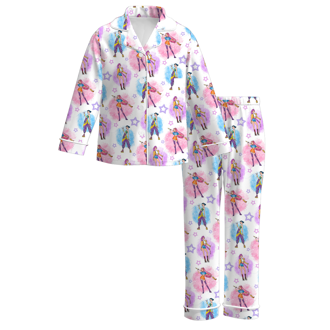 Girls Fall Kpop Demon Hunter Print Pajamas Pant Set