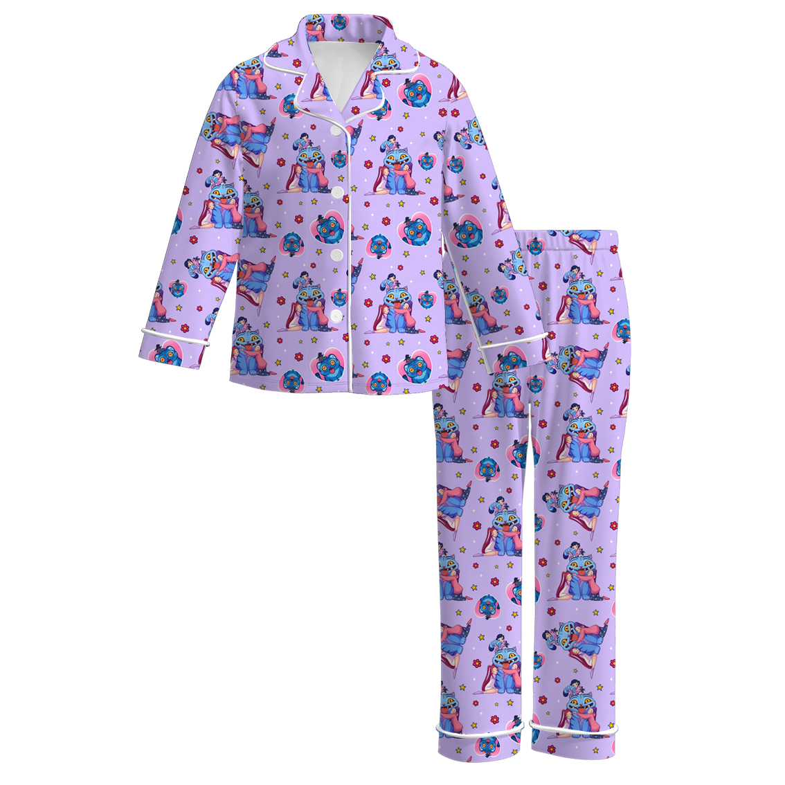 Girls Fall Kpop Demon Hunter Print Pajamas Pant Set