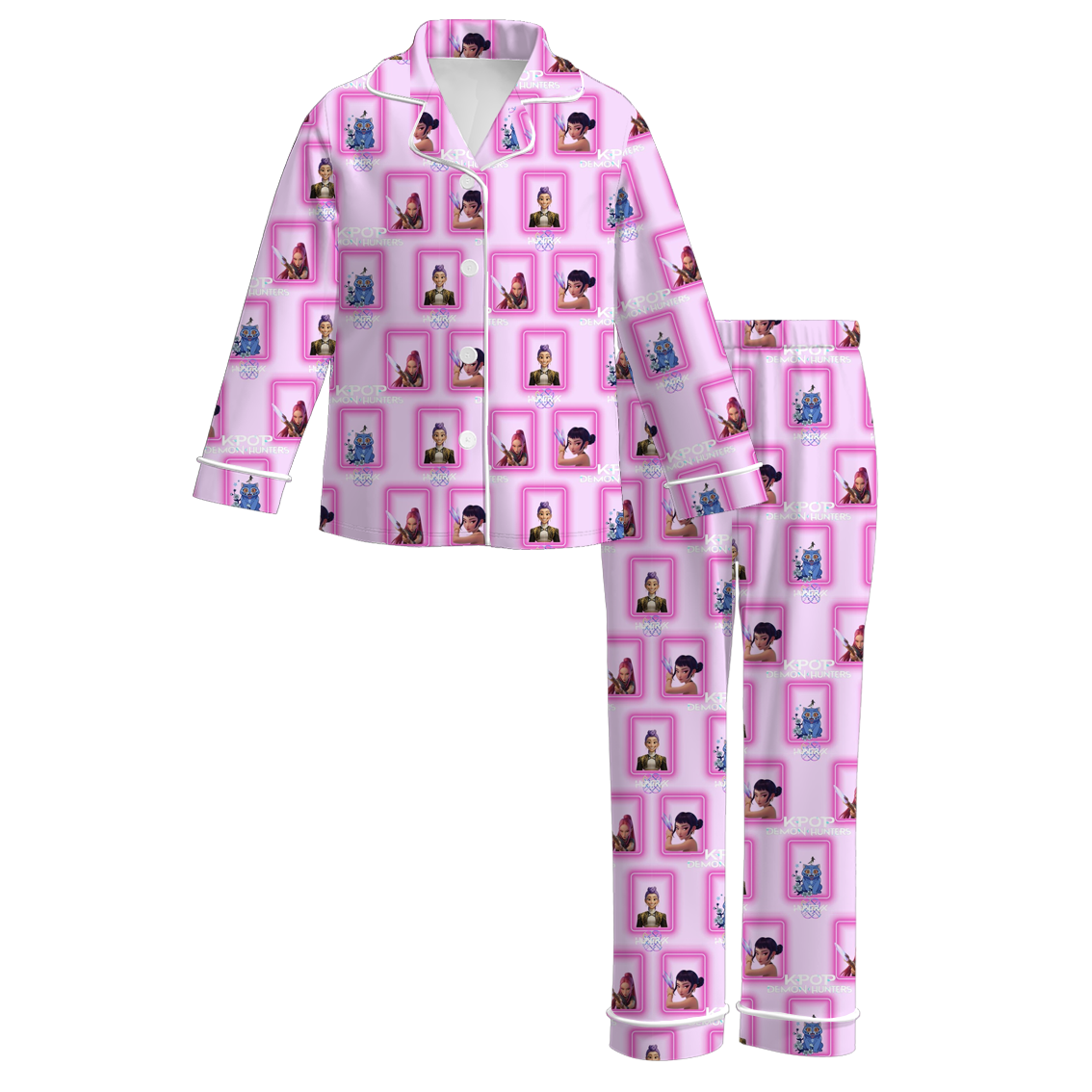 Girls Fall Kpop Demon Hunter Print Pajamas Pant Set