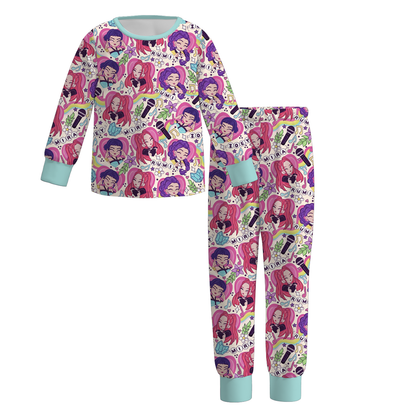 Girls Spring Kpop Demon Hunter Print Soft Pajamas Set