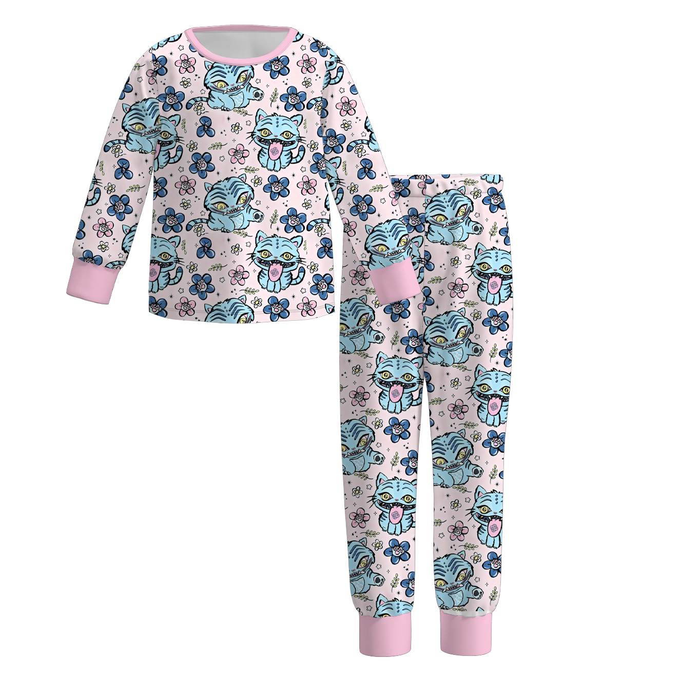 2026 Girls Spring Kpop Demon Hunter Print Pajamas Set Sleepwear