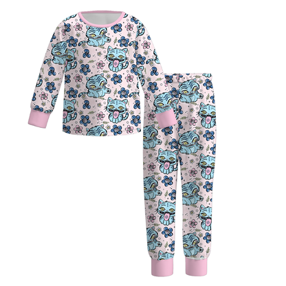 2026 Girls Spring Kpop Demon Hunter Print Pajamas Set Sleepwear