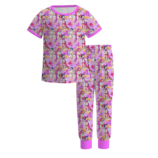 2026 Girls Spring Kpop Demon Hunter Short Sleeves Pajamas Set