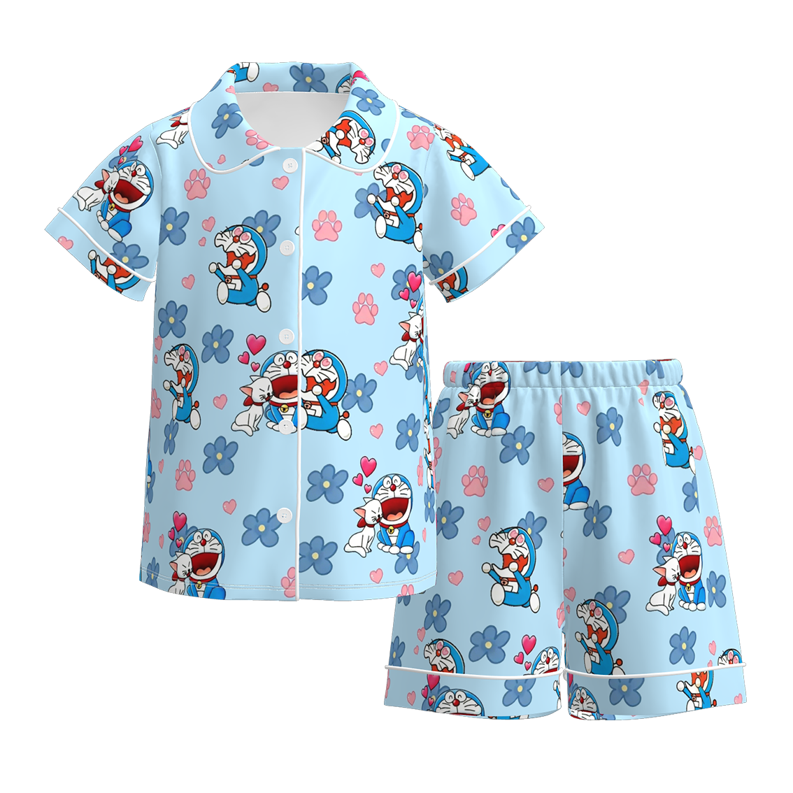 2026 Girls Spring Monster Cartoon Print Pajamas Short Set
