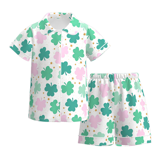 2026 St.Patrick's Day Clover Short Pajamas Set