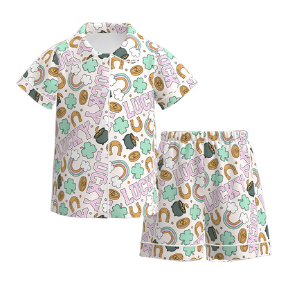 2026 St.Patrick's Day Clover Short Pajamas Set