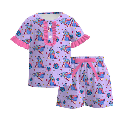 2026 Girls Summer Kpop Demon Hunter Print Pajamas Short Set
