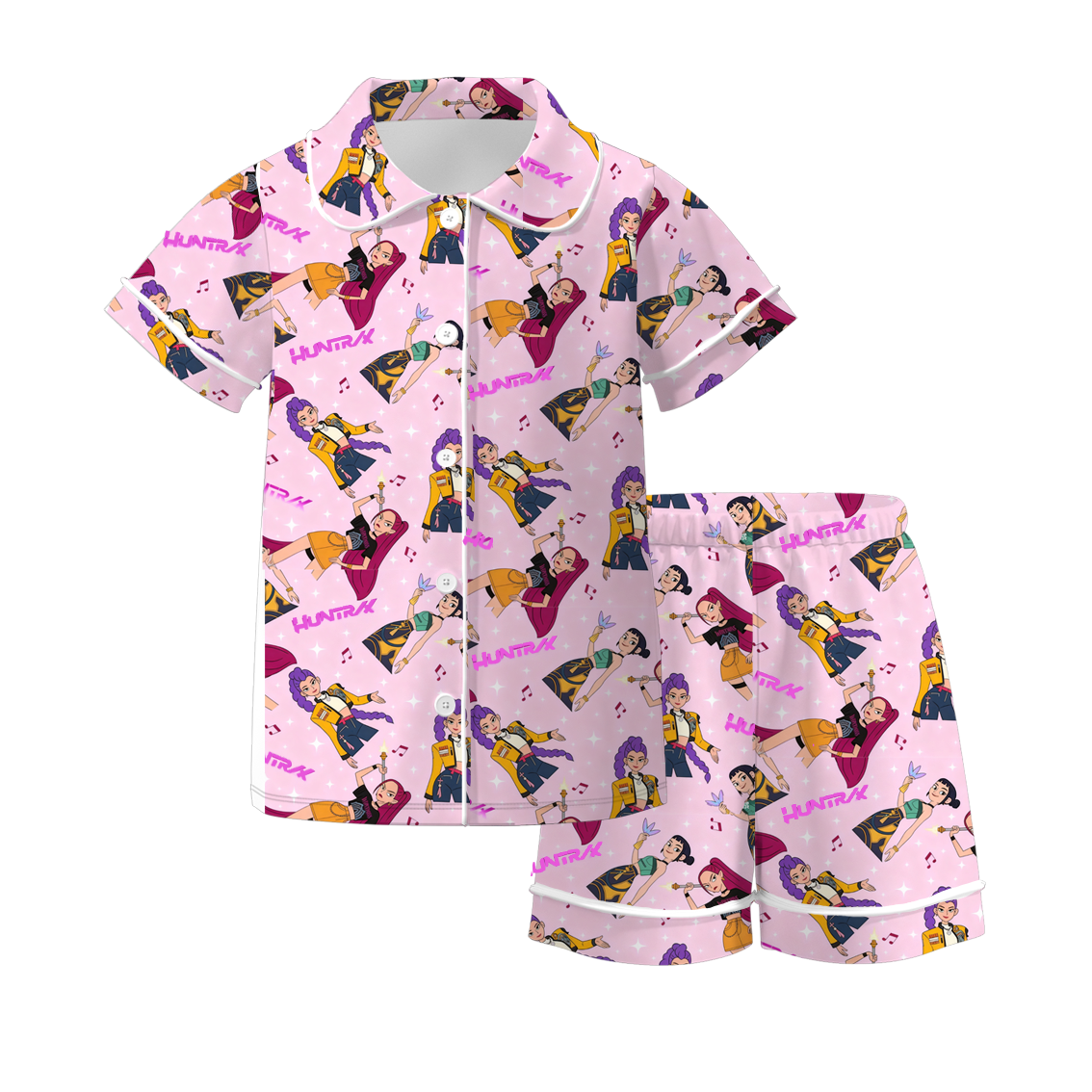 2026 Girls Spring Kpop Demon Hunter Print Pajamas Short Set