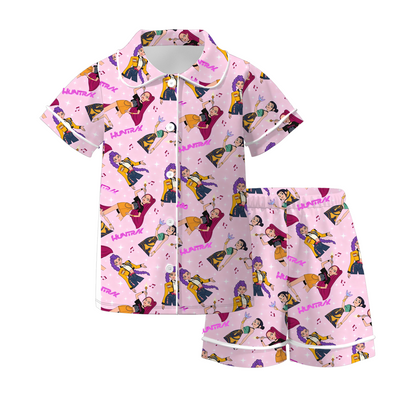 2026 Girls Spring Kpop Demon Hunter Print Pajamas Short Set
