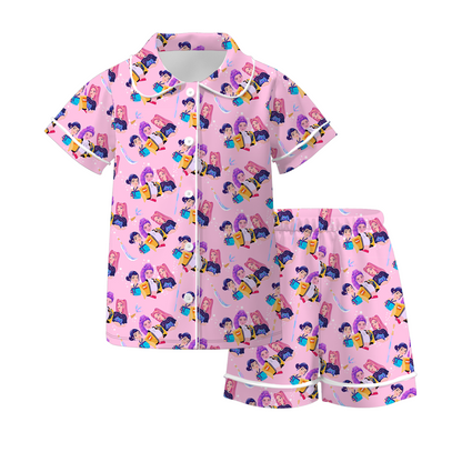 2026 Girls Spring Kpop Demon Hunter Print Pajamas Short Set