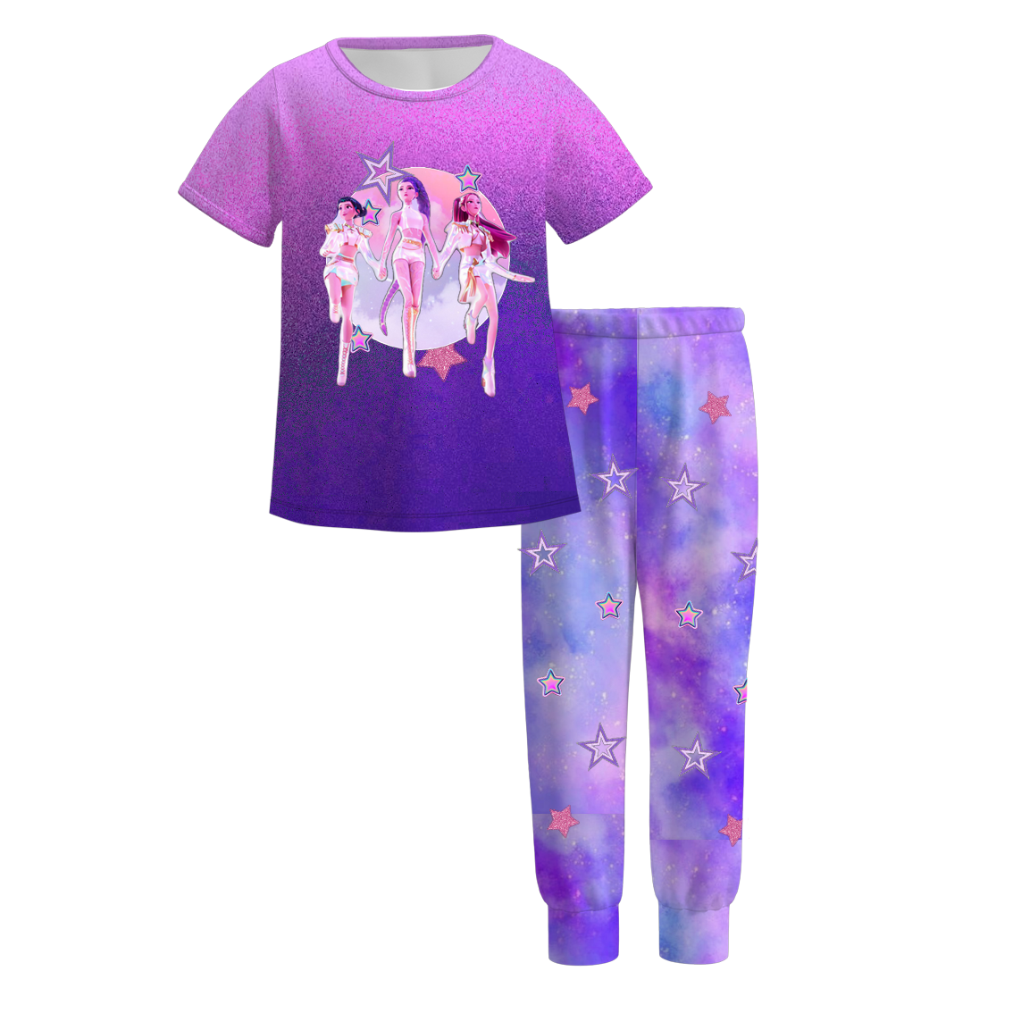 2026 Girls Spring Kpop Demon Hunter Print Pajamas Set