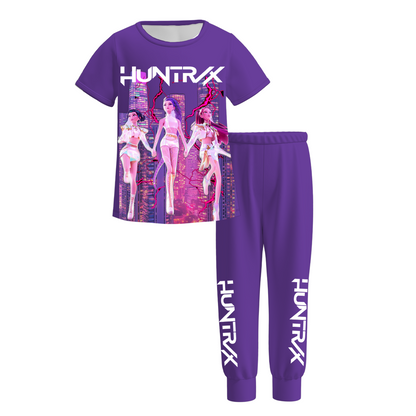 2026 Girls Spring Kpop Demon Hunter Print Pajamas Set