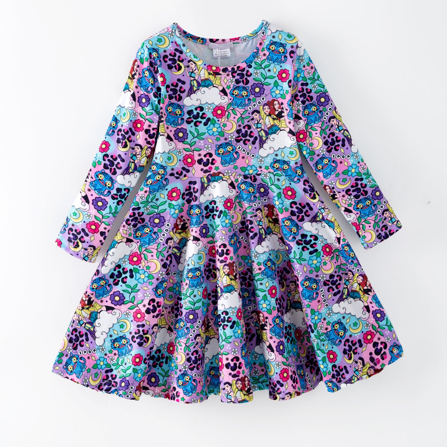 2026 Spring Cute K-POP Long Sleeves Twirl Dress