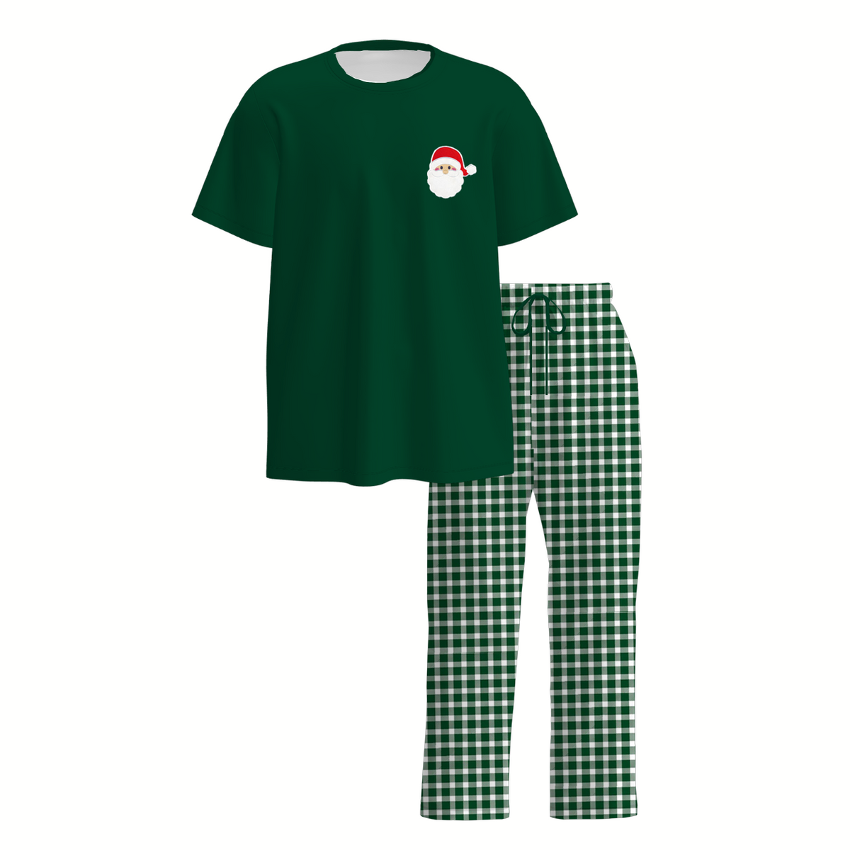 Christmas Santa Gingham Embroidered Family Matching Pajama Set – Mom, Dad & Kids Holiday Sleepwear