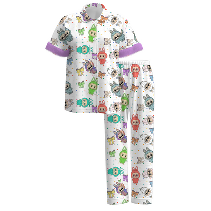 Mommy And Me Fall Halloween Cute Cozy Fur Pajamas Set