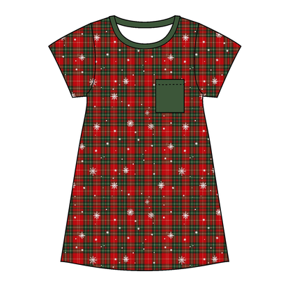 Christmas Red Green Plaid Snowflake Family Pajama Collection