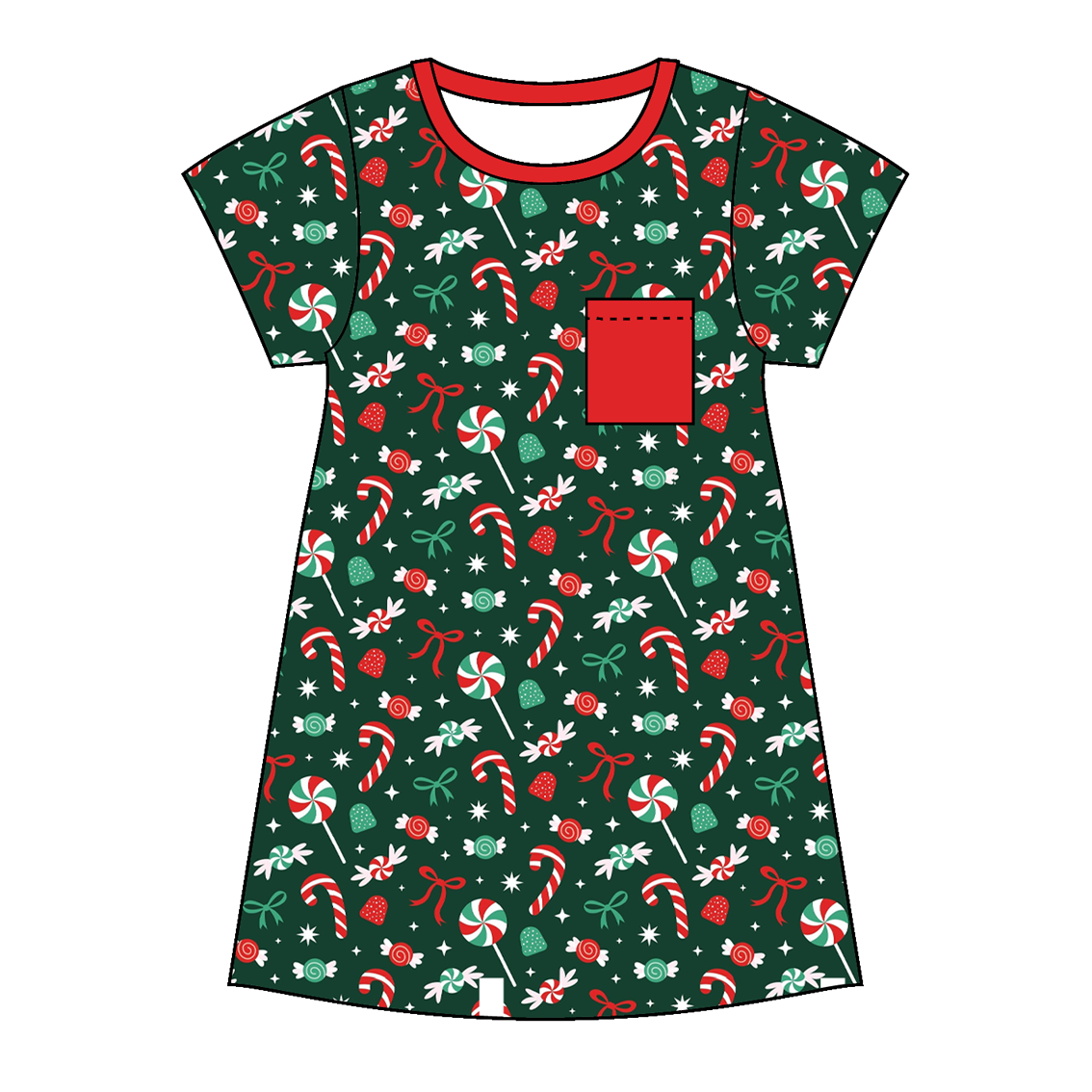 Christmas Candy Cane Green Print Family Pajama Collection