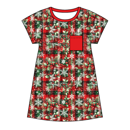 Christmas Snowflake Plaid Print Family Pajama Collection