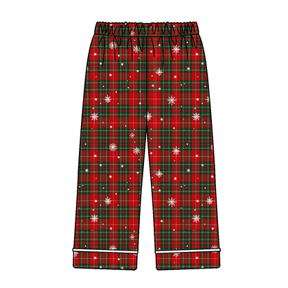 Christmas Red Green Plaid Snowflake Family Pajama Collection