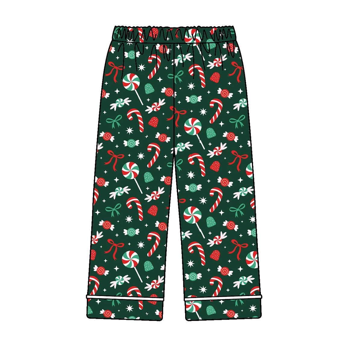 Christmas Candy Cane Green Print Family Pajama Collection