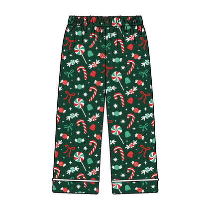 Christmas Candy Cane Green Print Family Pajama Collection