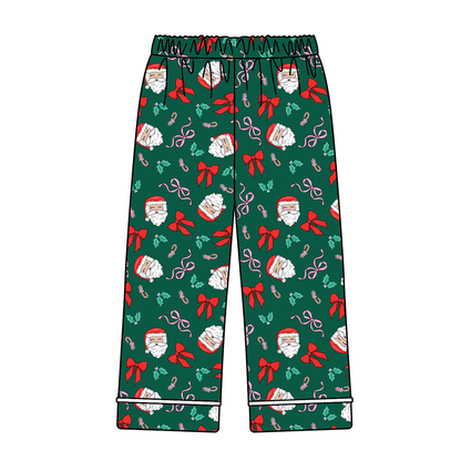 Christmas Santa Green Print Family Pajama Collection