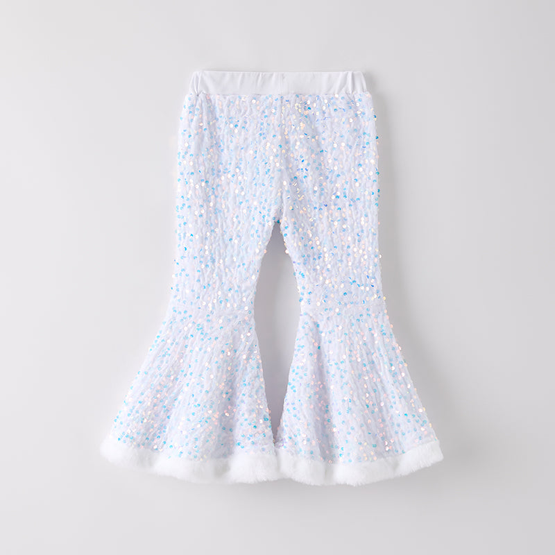 Girls Fall Winter White Sequins Bell Pant
