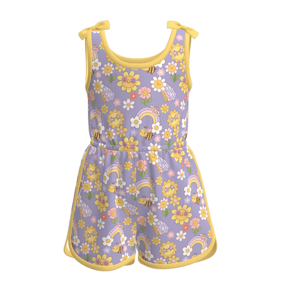 Siblings Girls Summer Yellow Grey FloralMatching Clothes