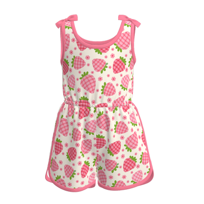 Siblings Girls Summer Strawberry Matching Clothes