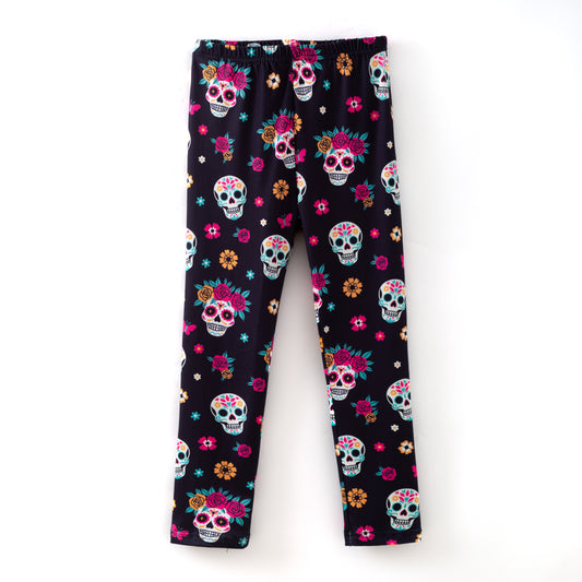 Girls Halloween Skull Milk Silk Soft Legging