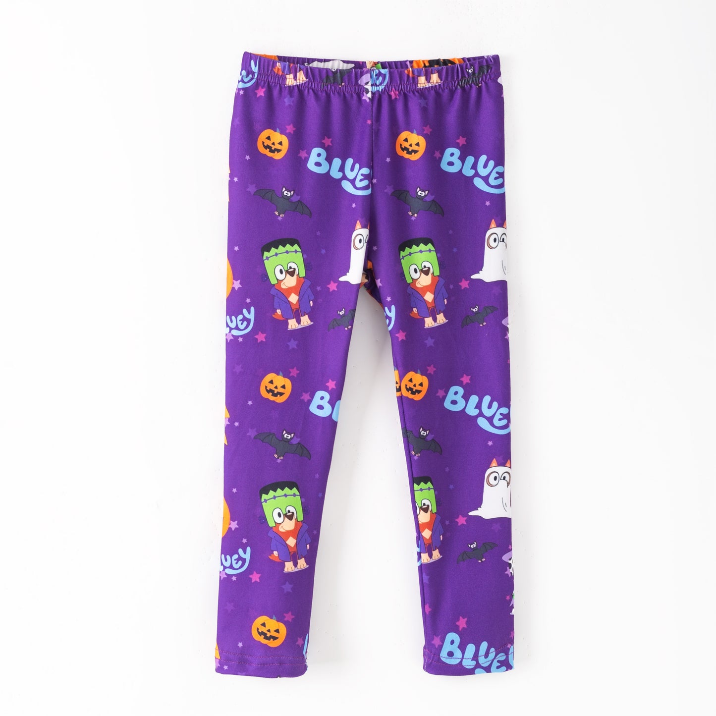 Girls Halloween Pumpkin Ghost Bluey Print Leggings