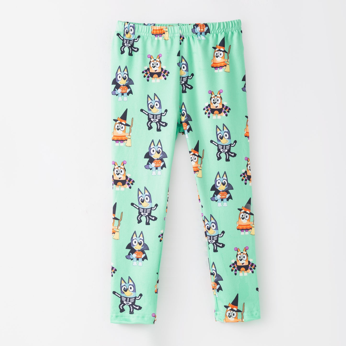 Girls Halloween Pumpkin Ghost Bluey Print Leggings