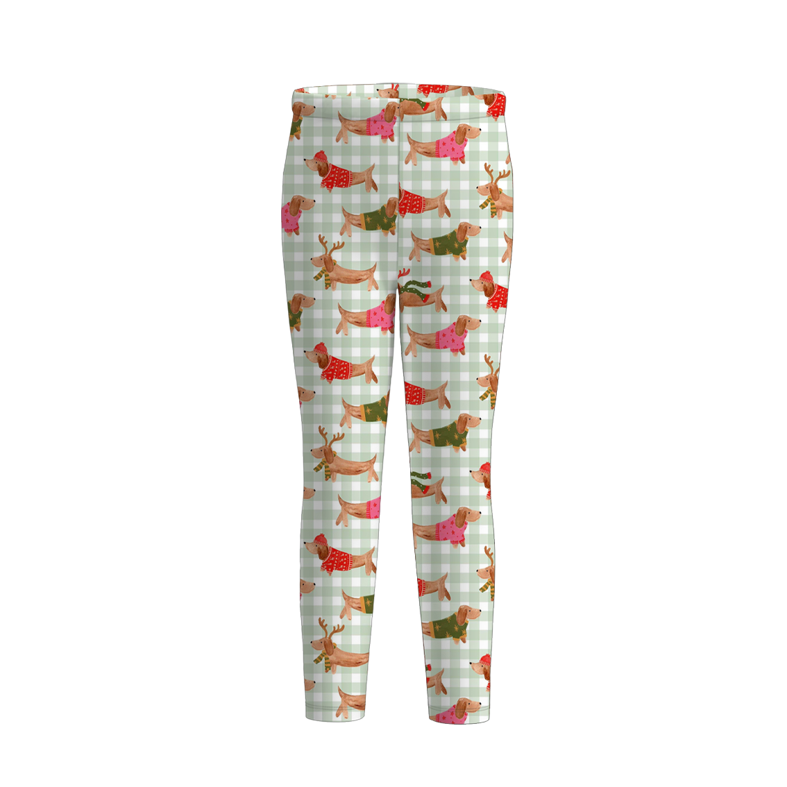 Girls Christmas Reindeer Snowflake Candy Cane Leggings