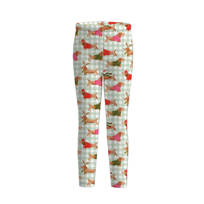 Girls Christmas Reindeer Snowflake Candy Cane Leggings