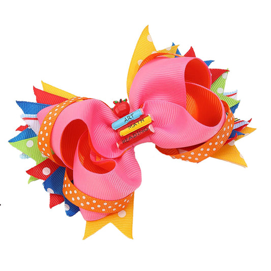 Back-to-School Hair Clips Pencil & Bow Hairpins for Girls