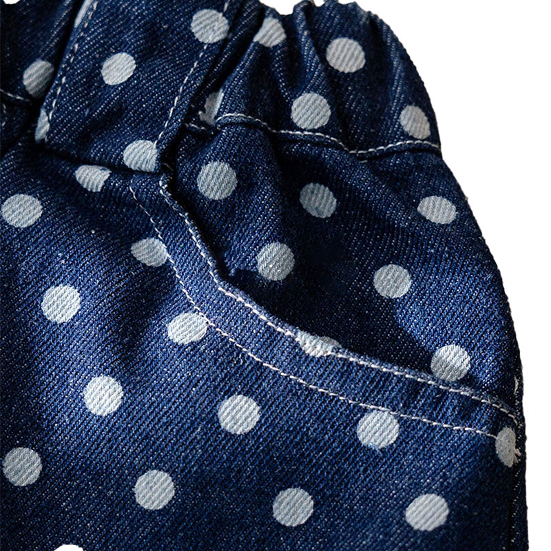 Girls' Denim Skirt Dot Print Apple Embroidery Back To School