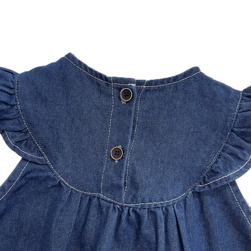 Girls Ruffle Sleeveless Denim Set Summer Fall Outfit Two Piece