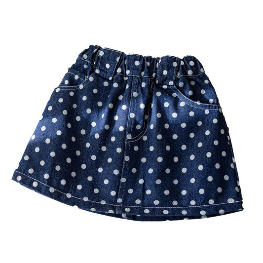 Girls' Denim Skirt Dot Print Apple Embroidery Back To School