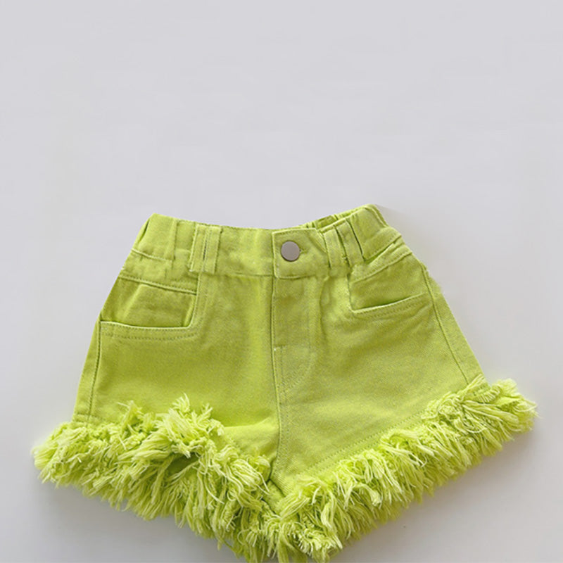 Girls Summer Shorts Loose Frayed Denim Casual Boho Style