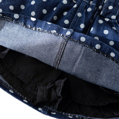 Girls' Denim Skirt Dot Print Apple Embroidery Back To School